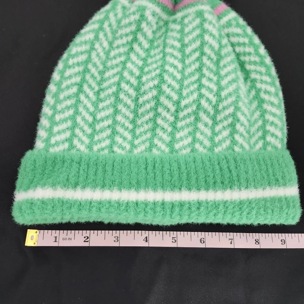 Shiraleah Chicago Womens Beanie Pom Pom Green Pink Soft Winter Ski‎ Aspen Snow